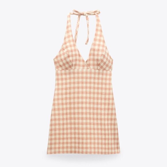 New Zara Gingham Check Halter Blogger Favorite Mini Dress NWT Size XS - Picture 8 of 17